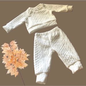 Baby White Sweater and Pant Set